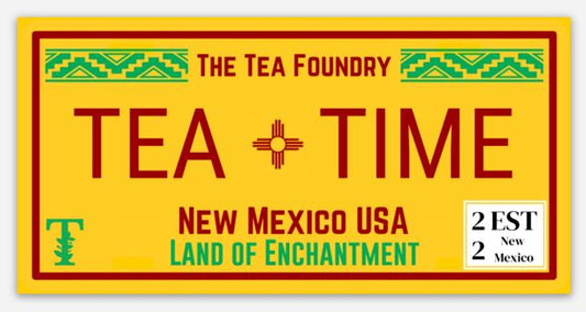 Vinyl Sticker - New Mexico License Plate Sticker (Classic Yellow) Tea Time
